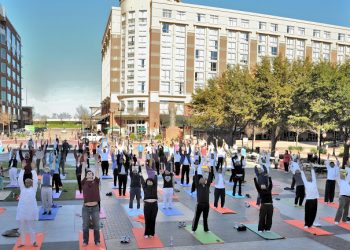 Yogathon at Sugarland town square by HSS Jan 2012