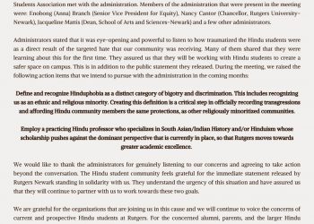 Hindu YUVA of Rutgers raises concern on Hinduphobia